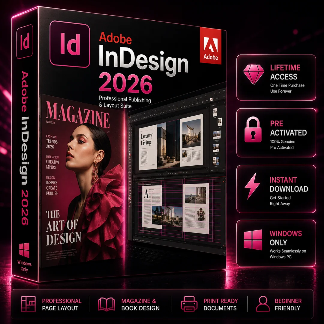 Adobe InDesign for Windows 2026 – Lifetime Activation
