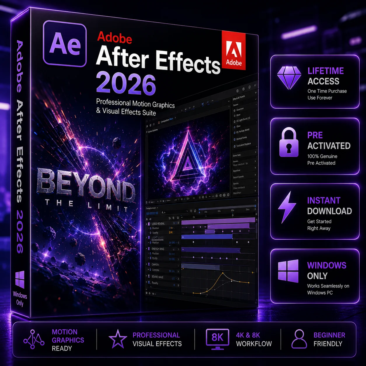 Adobe After Effects for Windows 2026 – Lifetime Activation