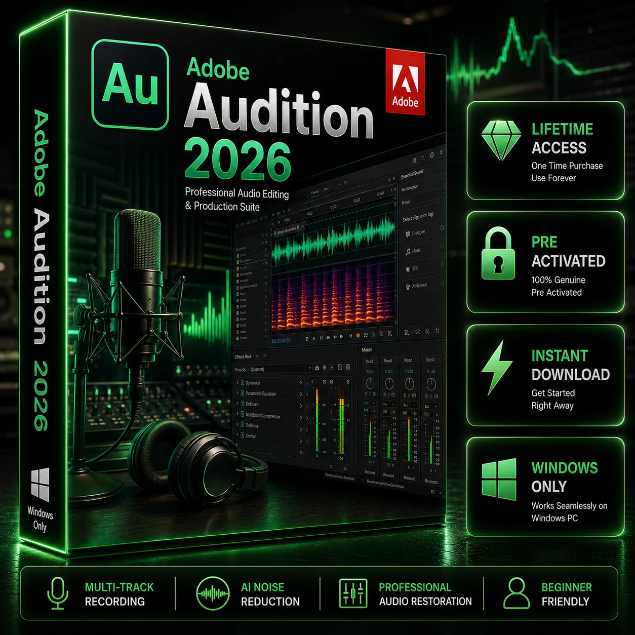 Adobe Audition for Windows 2026 – Lifetime Activation