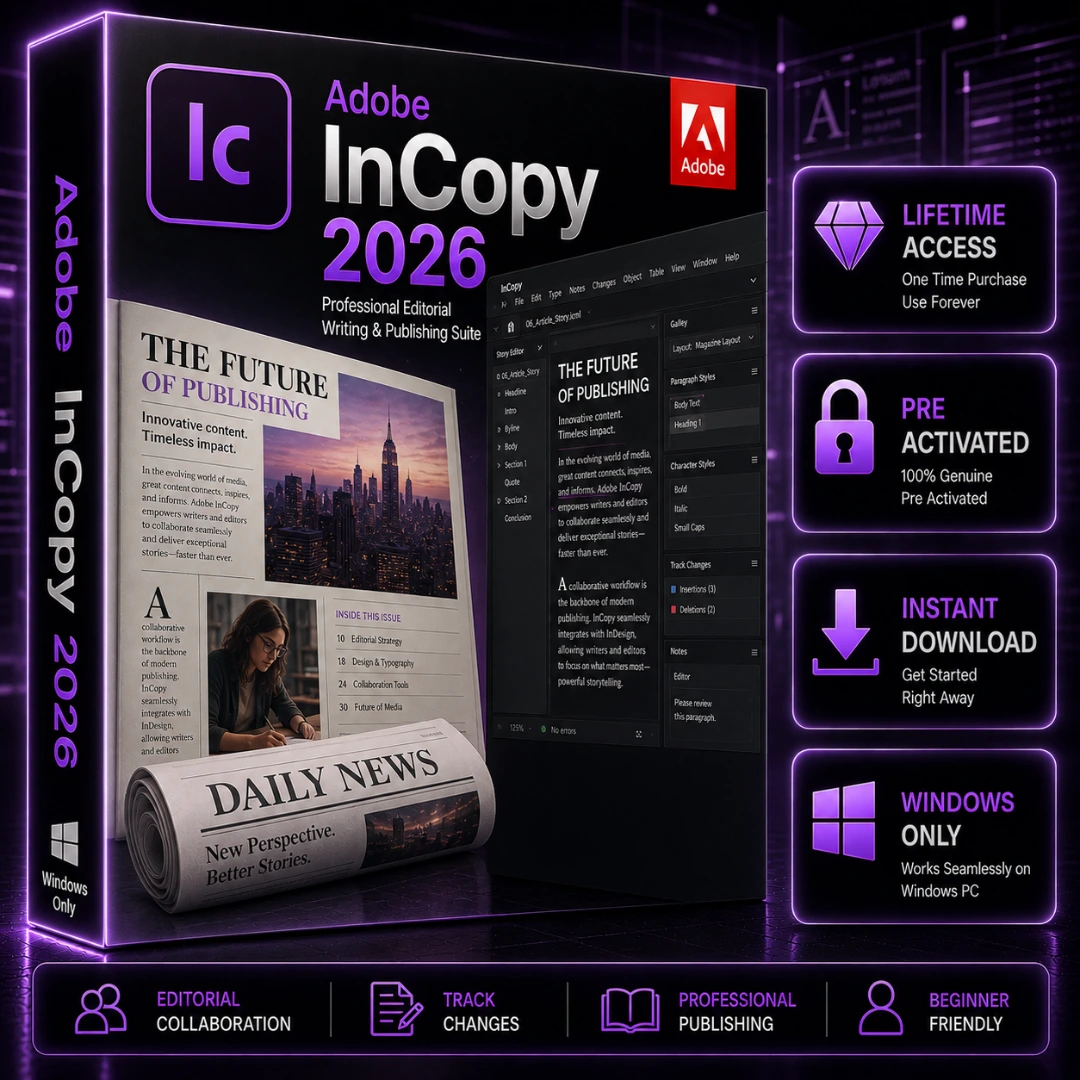 Adobe InCopy 2026 for Windows – Lifetime Activation